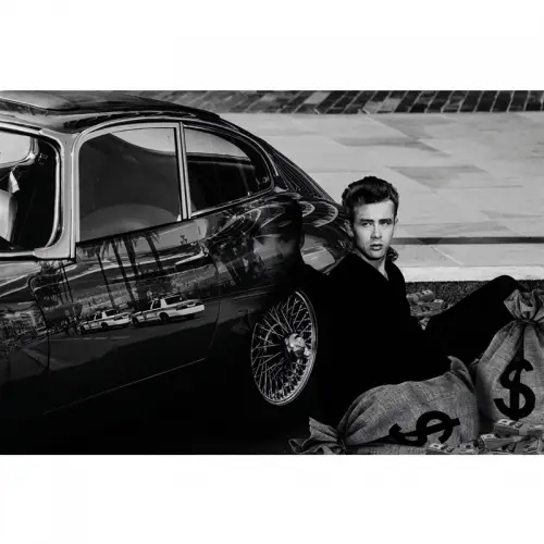 By Kohler  James Dean the Rebel with Car B&W 80x120x2cm (114135)