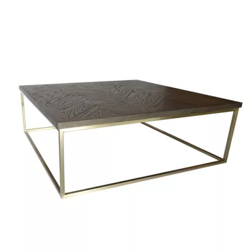 By Kohler  Coffee Table Pitsburg 120x120x42cm Brushed Antique bronze / Top black parquet (202212)